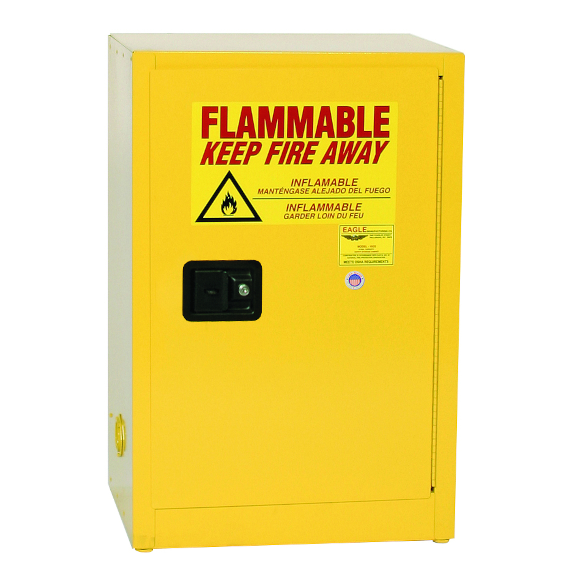 Eagle Space Saver Fire Cabinet — 12 Gallon, 1 Shelf, 1 Self-Closing Door, Yellow, Model# 1924X